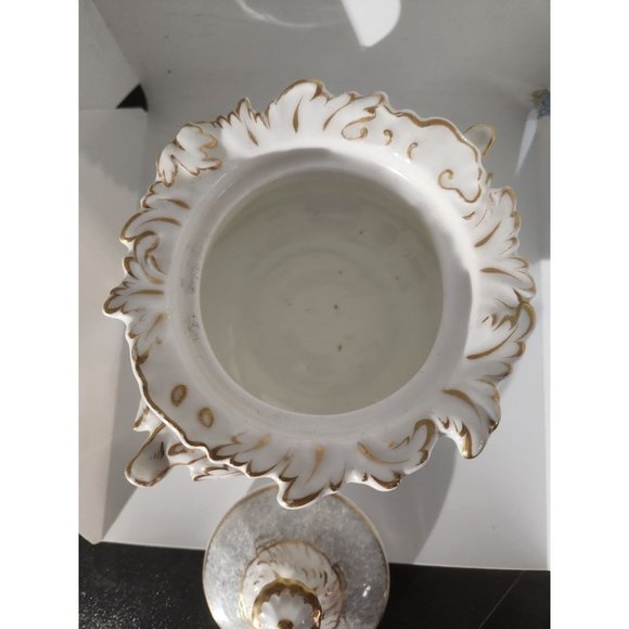 Unmarked porcelain Candy Dish*Compote with Lid*24K gold paint*c1940-50s? - Picture 3 of 9